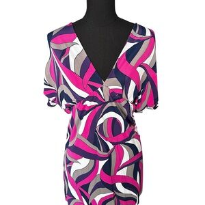 NWT Katie K Y2K Mini Dress – Retro Style Swirl Print Size Medium
